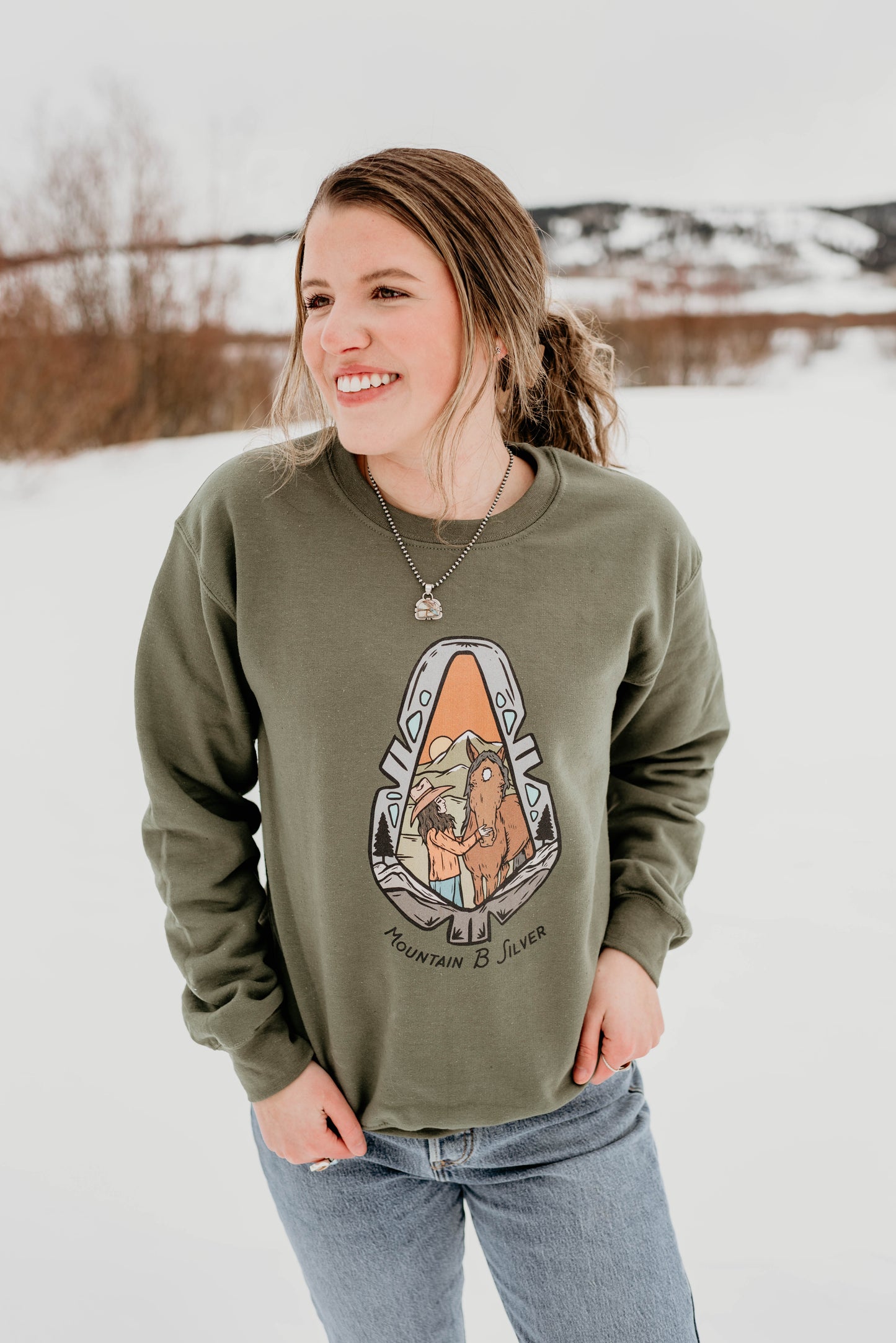 Mountain B Silver Crewneck