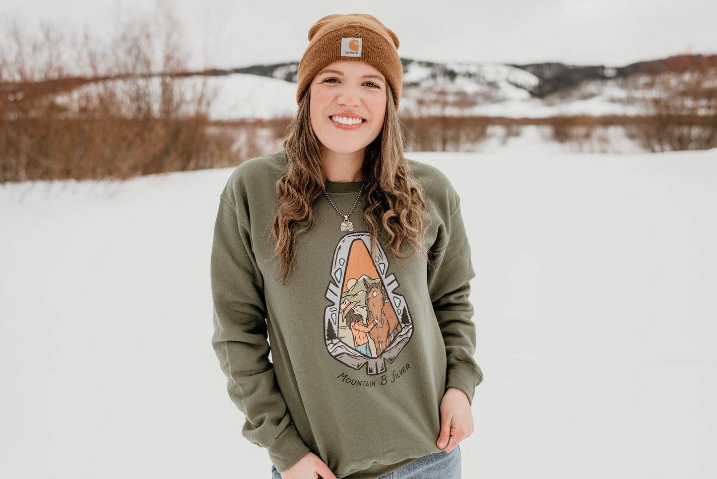 Mountain B Silver Crewneck