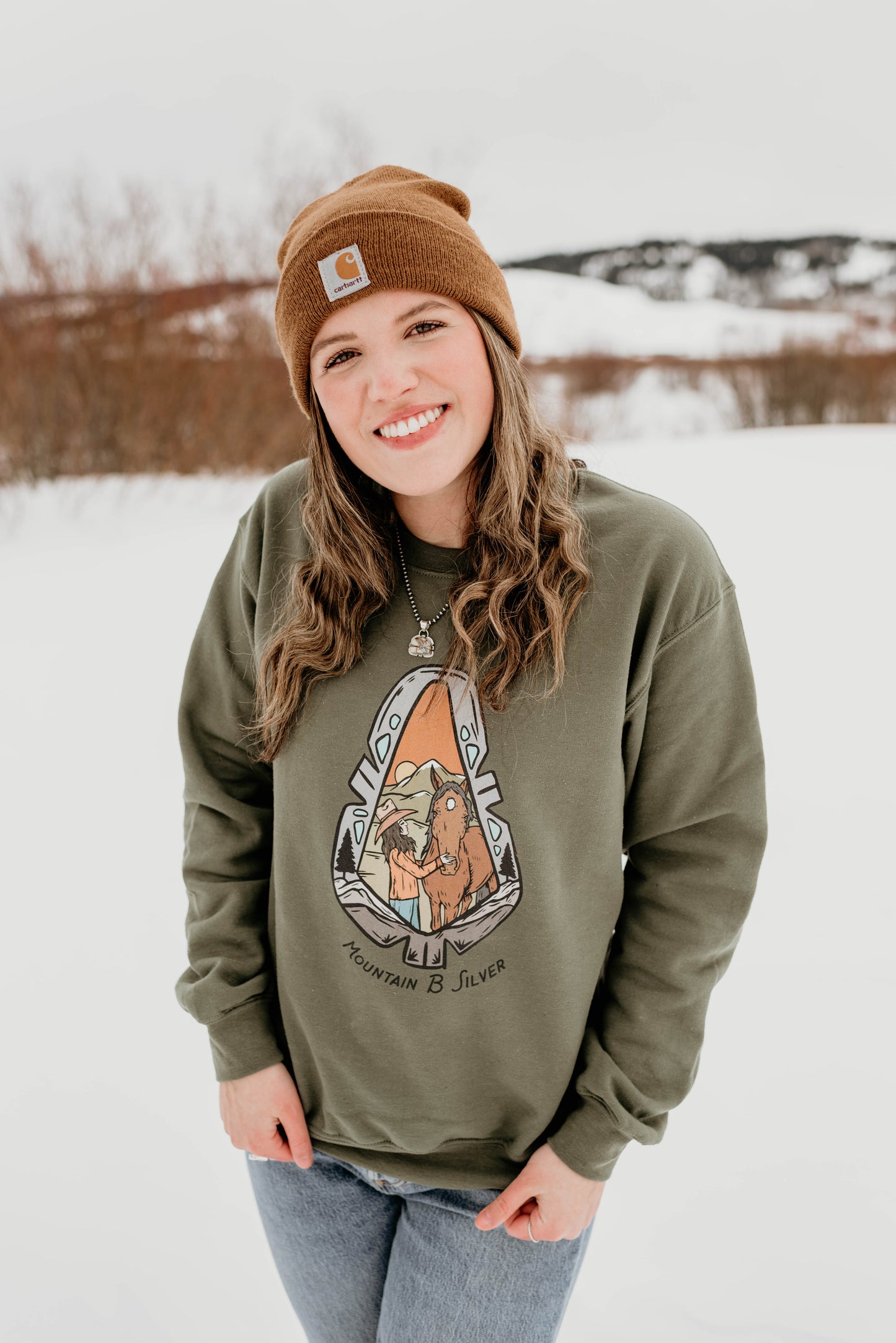 Mountain B Silver Crewneck