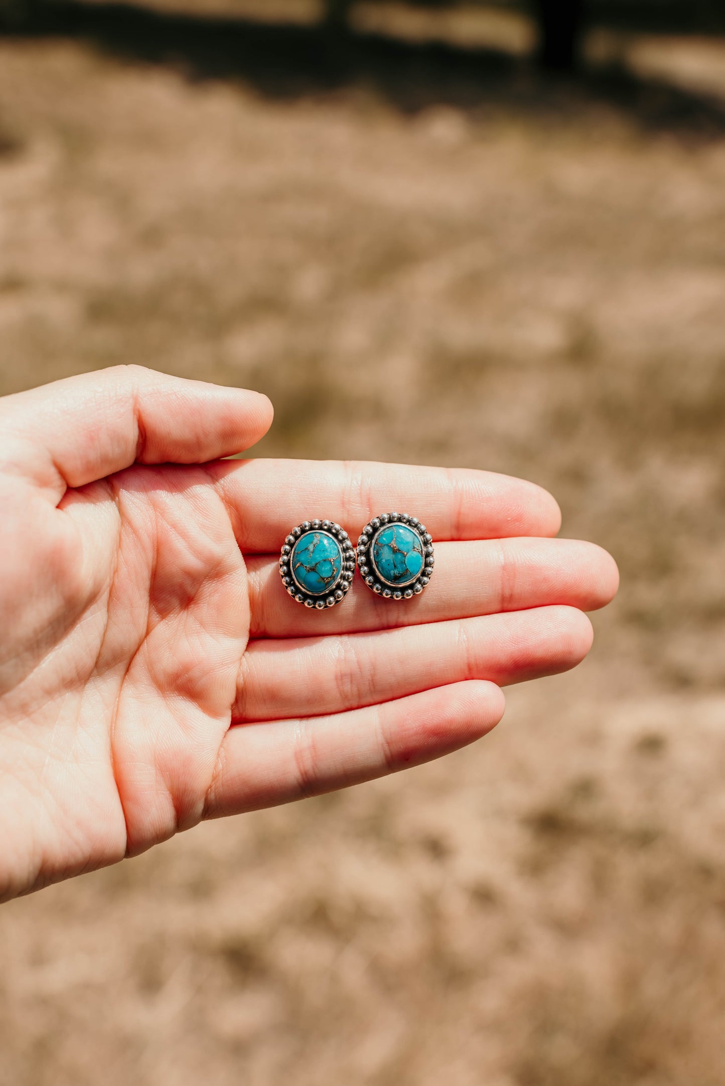 Blue Copper Turquoise Studs