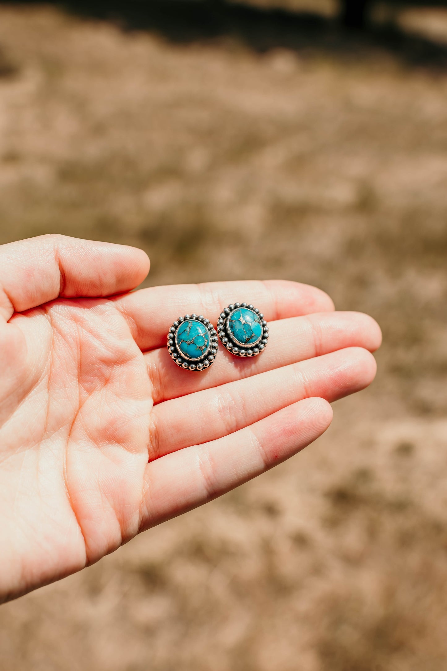 Blue Copper Turquoise Studs