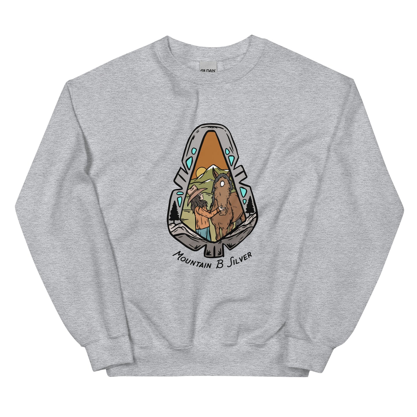 Mountain B Silver Crewneck