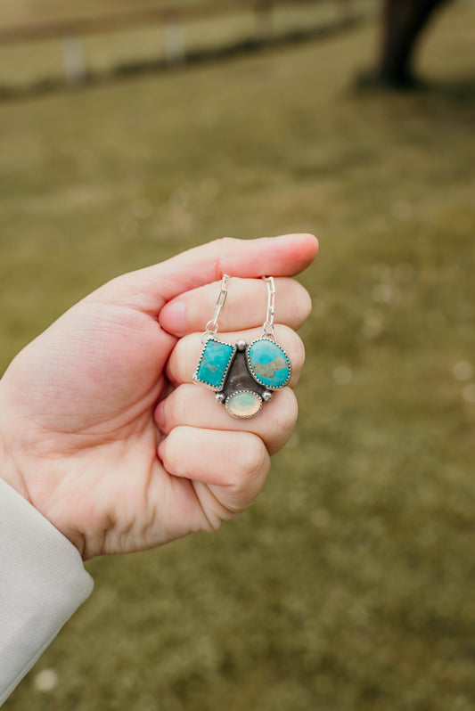 Cluster Pendant - Blue Mojave Turquoise and Opal